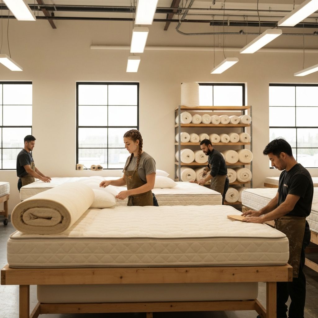 Modern Aireloom California workshop where master craftsmen build each mattress by hand
