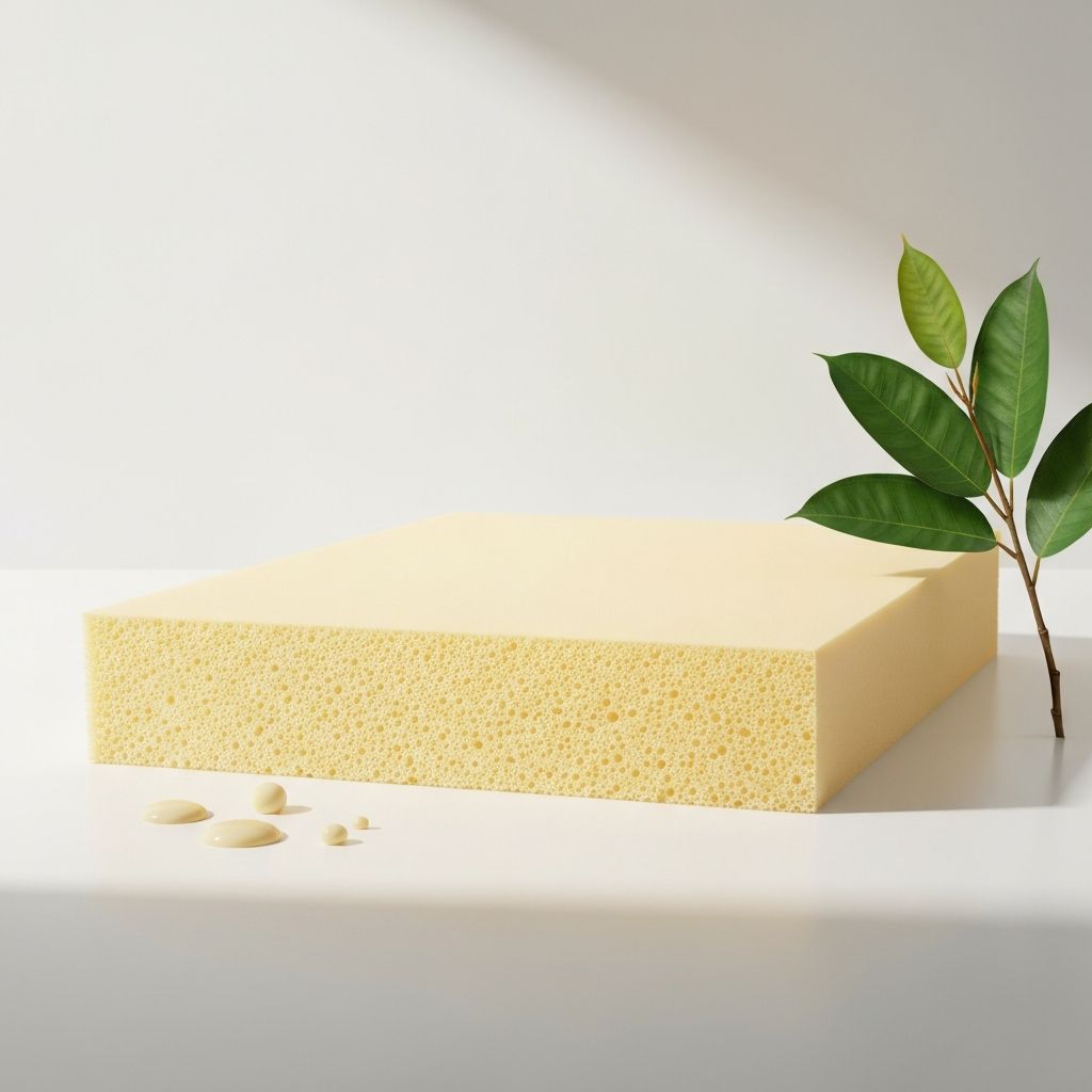 Natural Celsion Talalay latex slab showing open-cell structure used in Aireloom mattresses