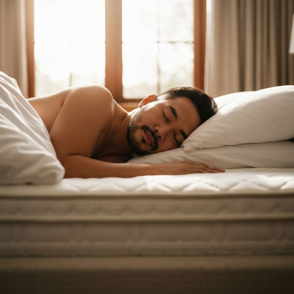 Person sleeping peacefully on their side on an Aireloom luxury mattress